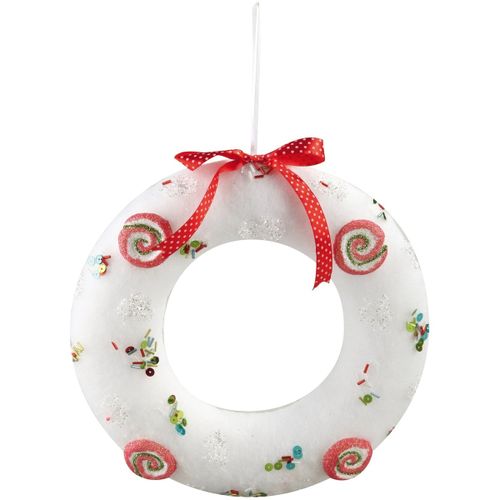 Décorations de noël Couronne de Noël a suspendre effet velours Blanche 25 cm - U10 - Modalova