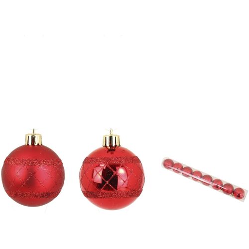 Décorations de noël Set de 8 boules decor carreaux de noel rouge - U10 - Modalova