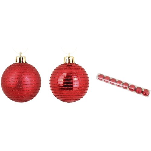 Décorations de noël Set de 8 boules de Noel decor raye rouge - U10 - Modalova