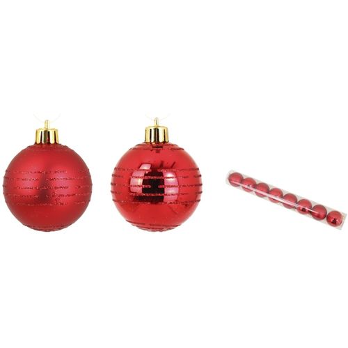 Décorations de noël Set de 8 boules de Noel decor rayures rouge - U10 - Modalova