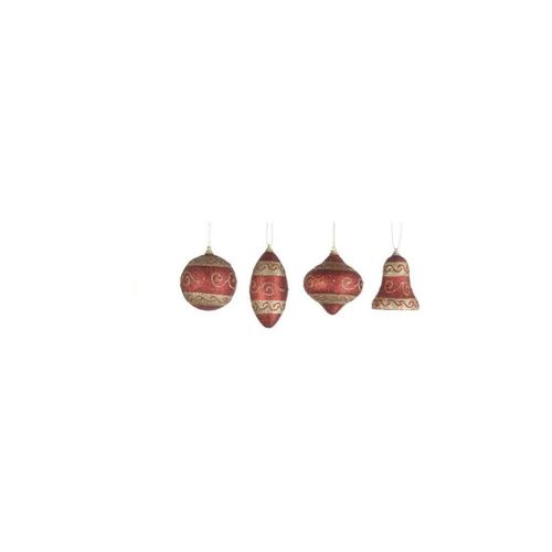 Décorations de noël Lot de 4 boules de Noel Rouge Pailettes - U10 - Modalova