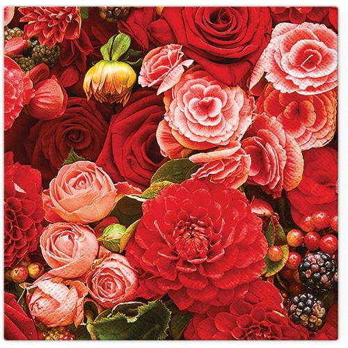 Serviettes de table Lot de 20 serviettes en papier renoncules et roses - U10 - Modalova