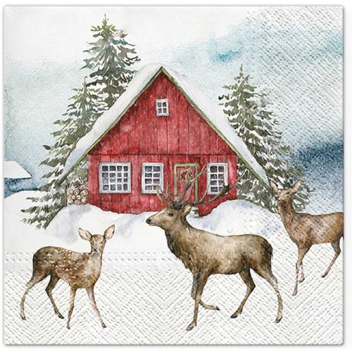 Serviettes de table Lot de 20 serviettes en papier Rennes et maison dans la neige - U10 - Modalova