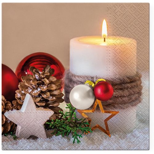 Serviettes de table 20 serviettes en papier 33 x 33 cm Bougie de Noel - U10 - Modalova