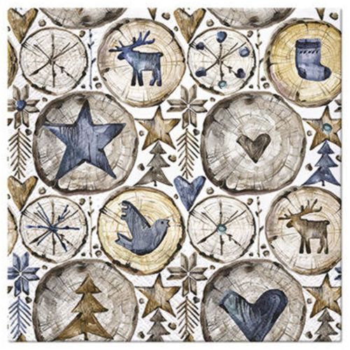 Serviettes de table Lot de 20 serviettes en papier Deco de Noel sur bois - U10 - Modalova