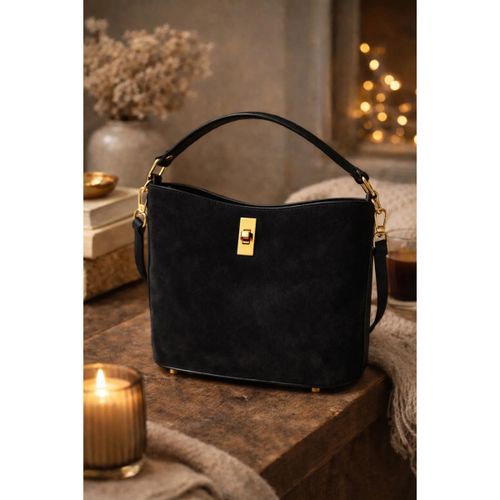 Sac Bandouliere Sac ALIMA cuir SUÈDE - Noir - Vera Collection - Modalova