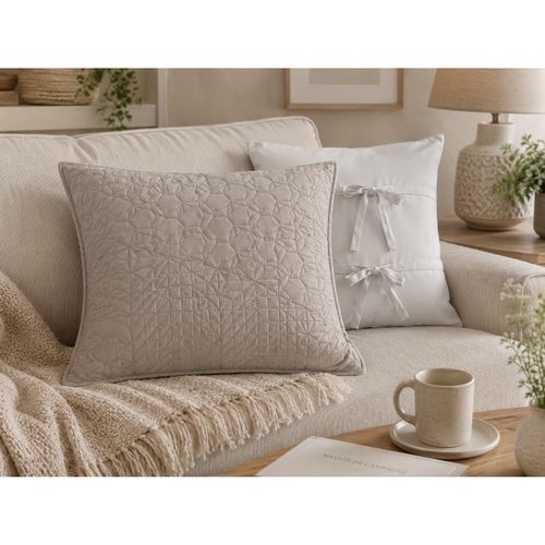 Housses de coussins Housse de coussin Cottage 45 cm lin et blanc - U10 - Modalova