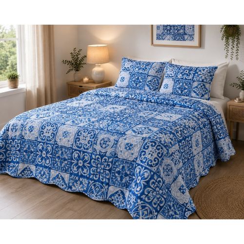 Housses de couettes Couvre lit microfibre + taies 220 x 240 cm Persan bleu - Selartex - Modalova