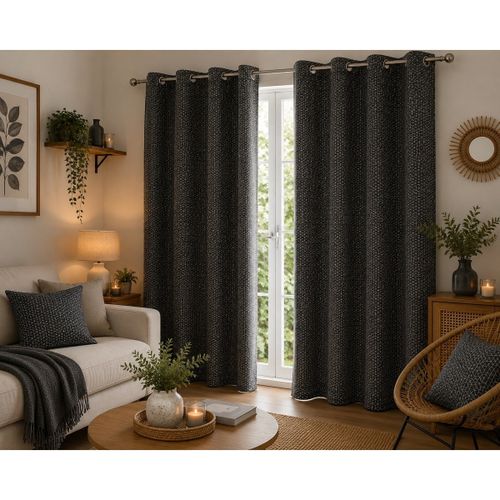 Rideaux, stores Rideau a oeillets 140 x 240 cm Optic Noir - U10 - Modalova