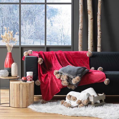 Plaids, jetés Plaid pompons Snowy - U10 - Modalova
