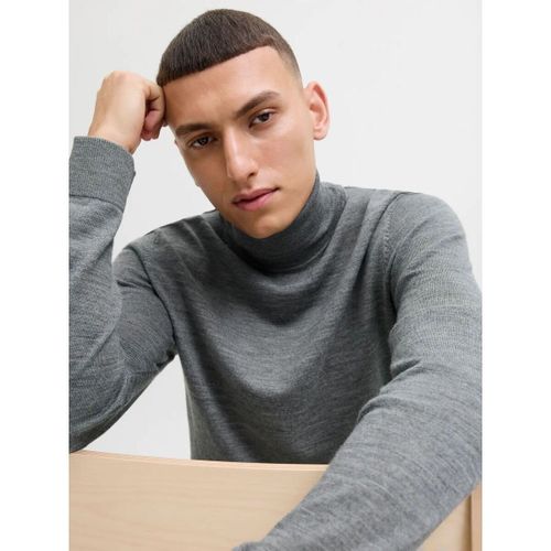 Pull 12216829 MERINO KNIT ROLL-MEDIUM GREY MELANGE - Jack & Jones - Modalova
