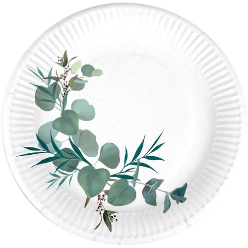 Set de table Set de 10 assiettes carton 18 cm Branche d'eucalyptus - U10 - Modalova