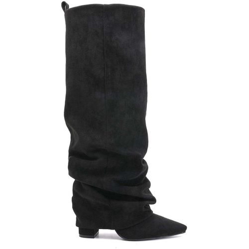 Bottes Bottes Plissées à Revers en Suède - noir - Vera Collection - Modalova