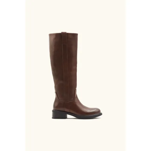Bottes Bottes Marron cavalière talon plat - Vera Collection - Modalova