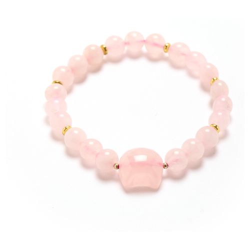 Bijoux Bracelet chat et perles quartz rose - Daxon - Modalova