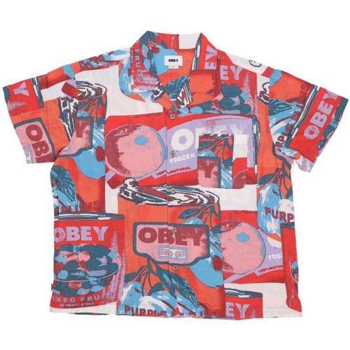 Chemise Camicia Manica Corta Uomo Fruit Cans Woven Lily White Multi - Obey - Modalova