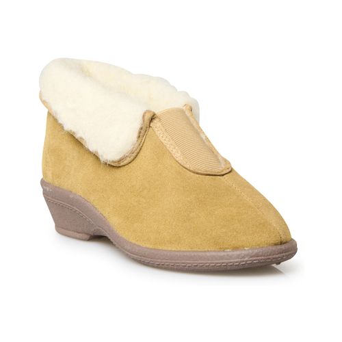 Chaussons Pantoufles croûte de cuir fourrées - Pediconfort - Modalova