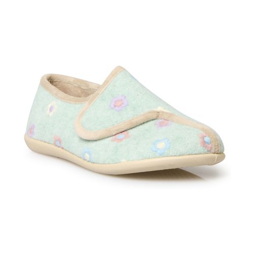 Chaussons Pantoufles à scratch brodées fleurs - Pediconfort - Modalova