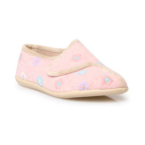 Chaussons Pantoufles à scratch brodées fleurs - Pediconfort - Modalova