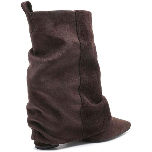 Bottines Bottines Plissées à Revers en Suède - marron - Vera Collection - Modalova