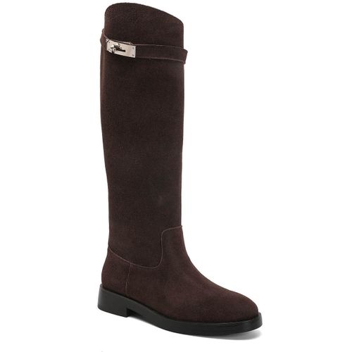 Bottes Bottes Cavalières en Suède Marron Chocolat - Vera Collection - Modalova