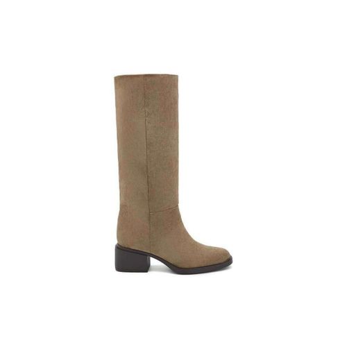 Bottes Bottes Hautes Droites en Suédine - taupe - Vera Collection - Modalova
