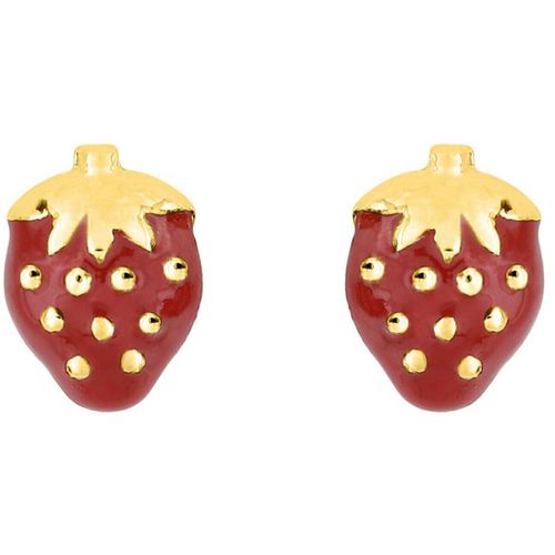 Boucles oreilles Boucles d'oreilles fraise plaqué or laqué rouge - Brillaxis - Modalova