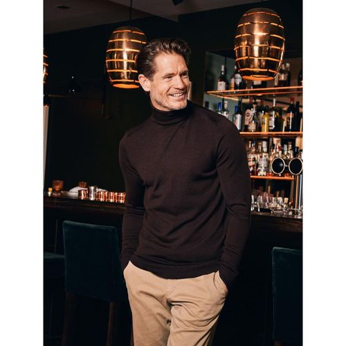 Sweat-shirt Pull Col Roulé Merino Marron - Suitable - Modalova