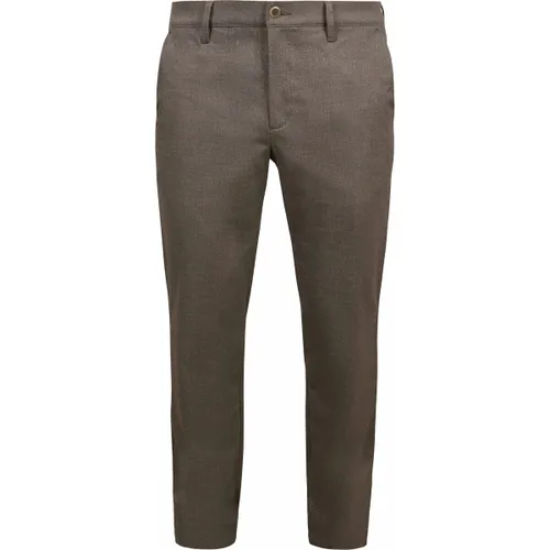 Pantalon Lou Chino Flanelle Chevrons Marron - Alberto - Modalova