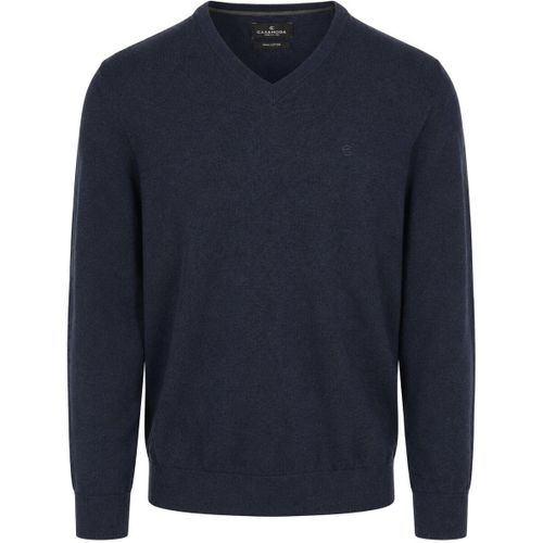 Sweat-shirt Pull Col V Bleu Marine - Casamoda - Modalova