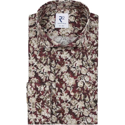 Chemise R2 Chemise Popeline Fleurie Bordeaux - R2 Amsterdam - Modalova