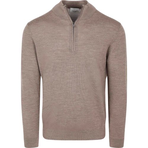 Sweat-shirt Pull Half Zip Laine Mérinos Marron - Profuomo - Modalova
