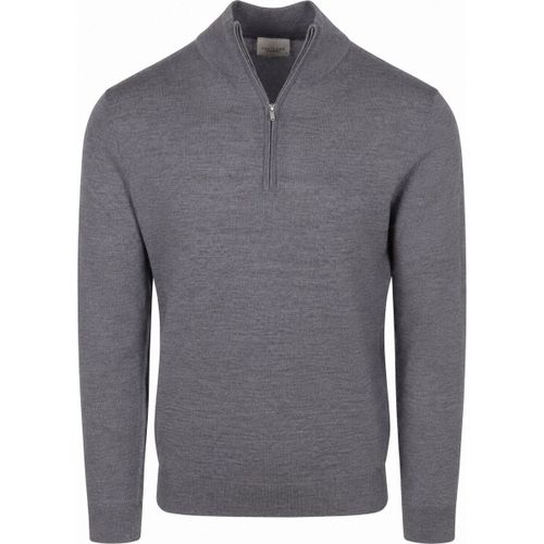 Sweat-shirt Pullover Half Zip Laine Merino Gris - Profuomo - Modalova