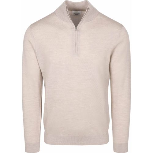 Sweat-shirt Pullover Half Zip Laine Merino Beige - Profuomo - Modalova