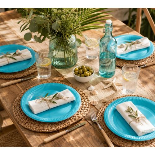 Décorations festives Set de 20 assiettes carton 23 cm Unies bleu - U10 - Modalova