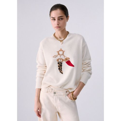 Pull Maille jacquard en laine avec charm - Liu Jo - Modalova