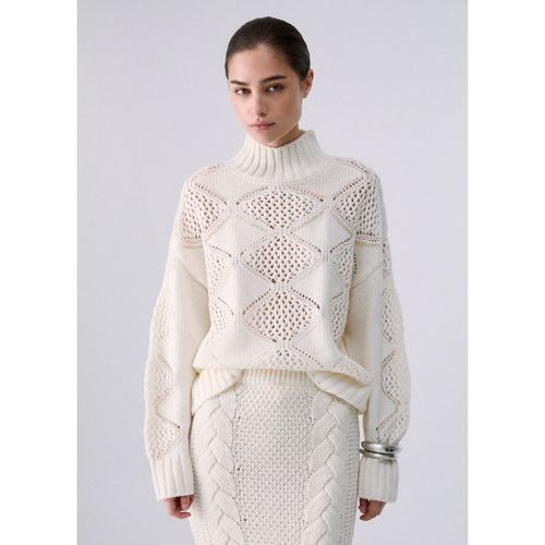 Pull Pull col montant avec perles et ajours - Liu Jo - Modalova