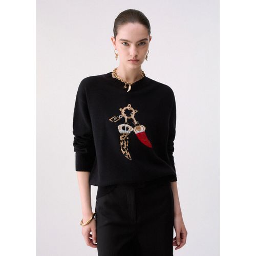Pull Maille jacquard en laine avec charm - Liu Jo - Modalova