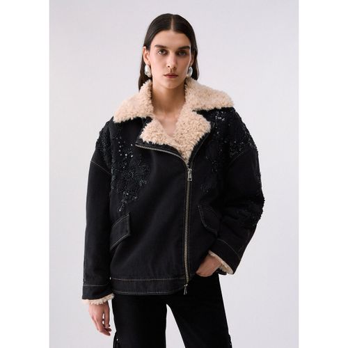 Veste Blouson en denim avec empiècements teddy - Liu Jo - Modalova