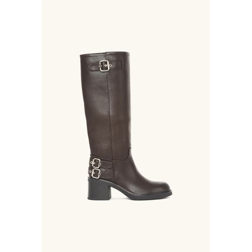 Bottes à talon Bottes cavalières à talon et boucles argentées - marron - Vera Collection - Modalova