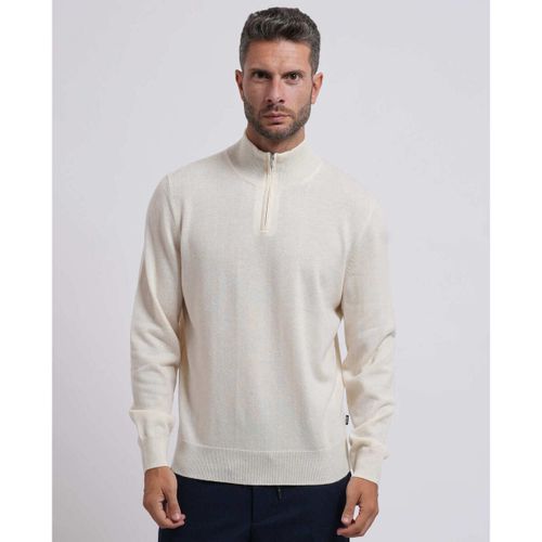 Pull Pull zippé en laine et cachemire - BOSS - Modalova