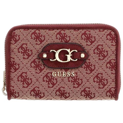 Portefeuille Compagnon Samantha Medium Merlot Logo - Guess - Modalova