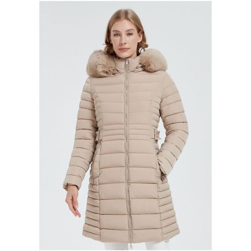 Manteau Doudoune Mi Longue F, Beige - Kebello - Modalova