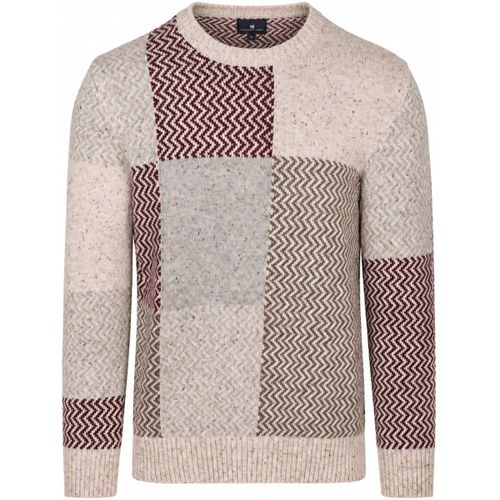 Sweat-shirt Pull Col Rond Blocs Bordeaux sur Beige - State Of Art - Modalova