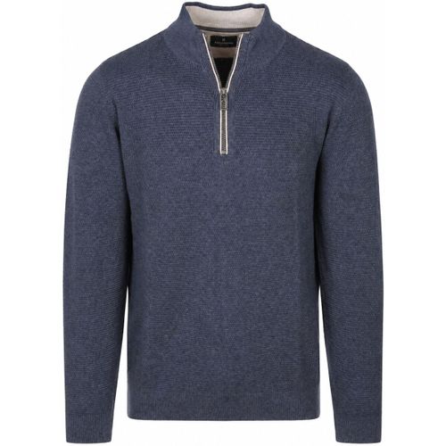 Sweat-shirt Pull Demi-Zip Structure Bleu Foncé - Casamoda - Modalova