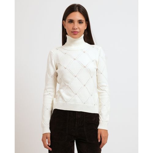 Pull Col roulé blanc avec strass - Gaudi - Modalova