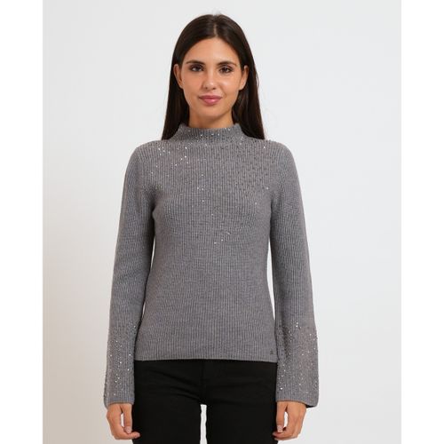 Pull Maille avec col haut et strass - Gaudi - Modalova