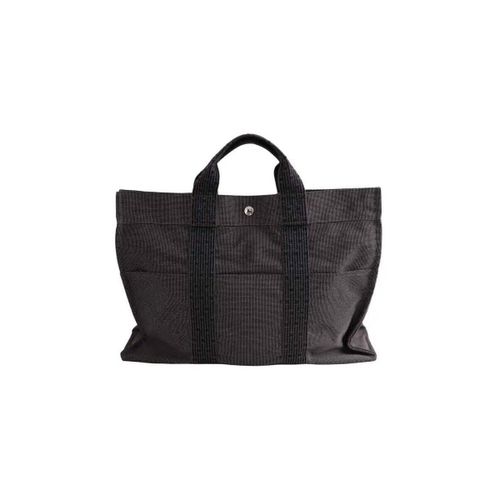 Cabas Cabas Herline avec certificat Entrupy Toto en coton anthracite - Hermès Paris - Modalova