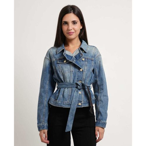 Blouson Veste en denim rigide AX avec ceinture - Armani Exchange - Modalova