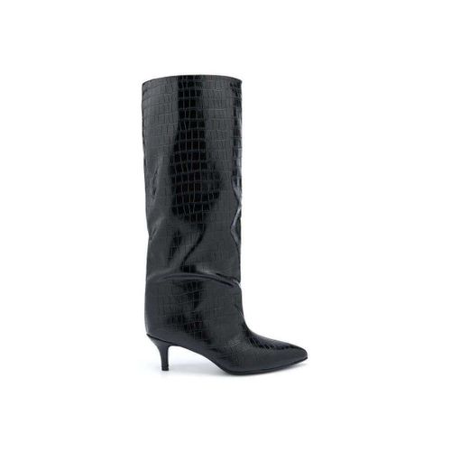 Bottes Bottes souple bout pointu effet croco - noir - Vera Collection - Modalova